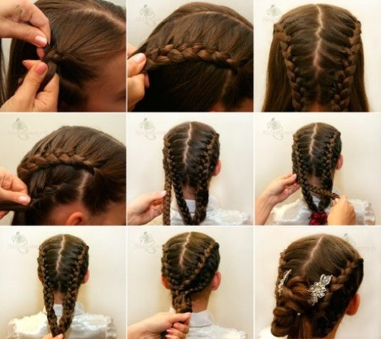 French braids for girls with step by step photos