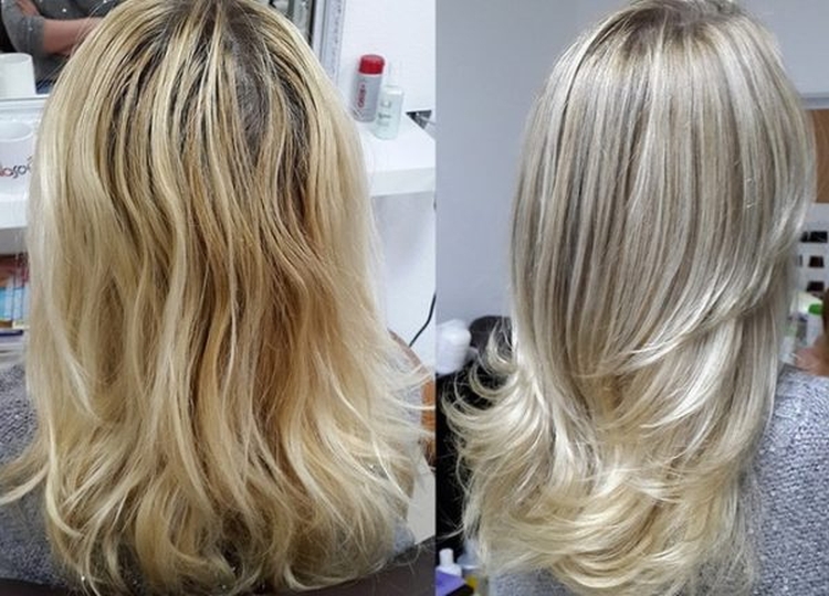 Hair highlighting in two colors