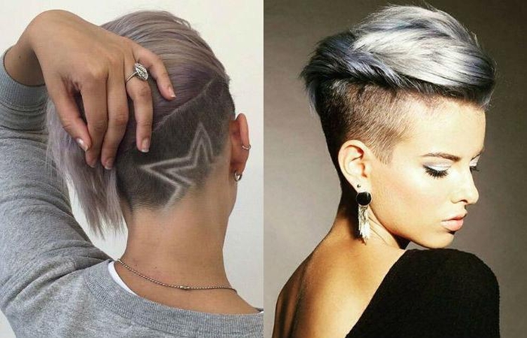 Drawing on the back of the head shaved in girls