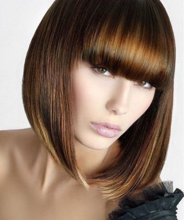 Haircut for medium hair with bangs