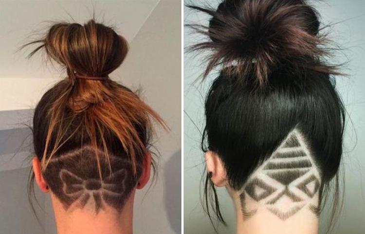 Drawing on the back of the head shaved in girls