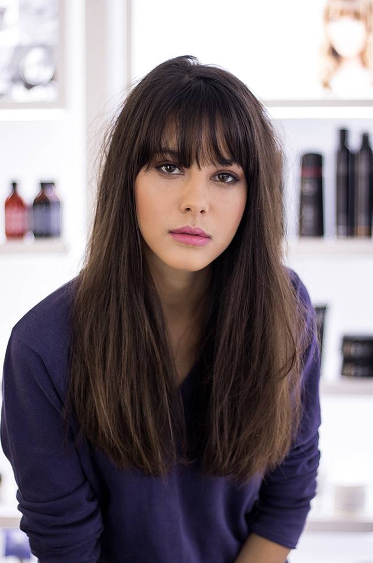 Haircut for long hair with bangs