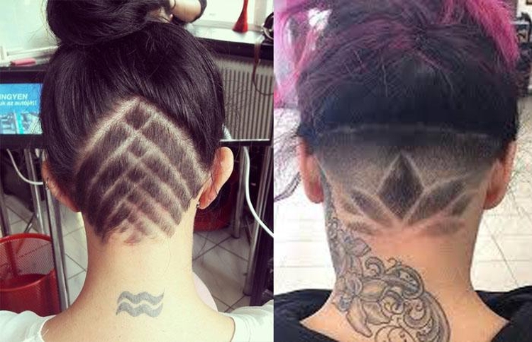 Drawing on the back of the head shaved in girls