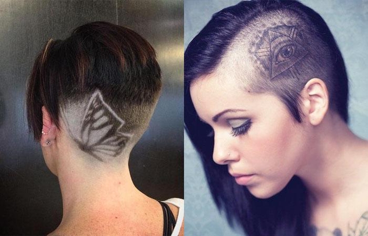 Drawing on the back of the head shaved in girls