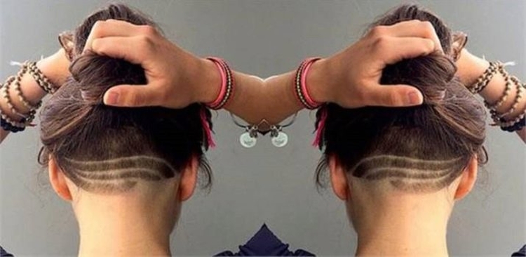 Drawing on the back of the head shaved in girls