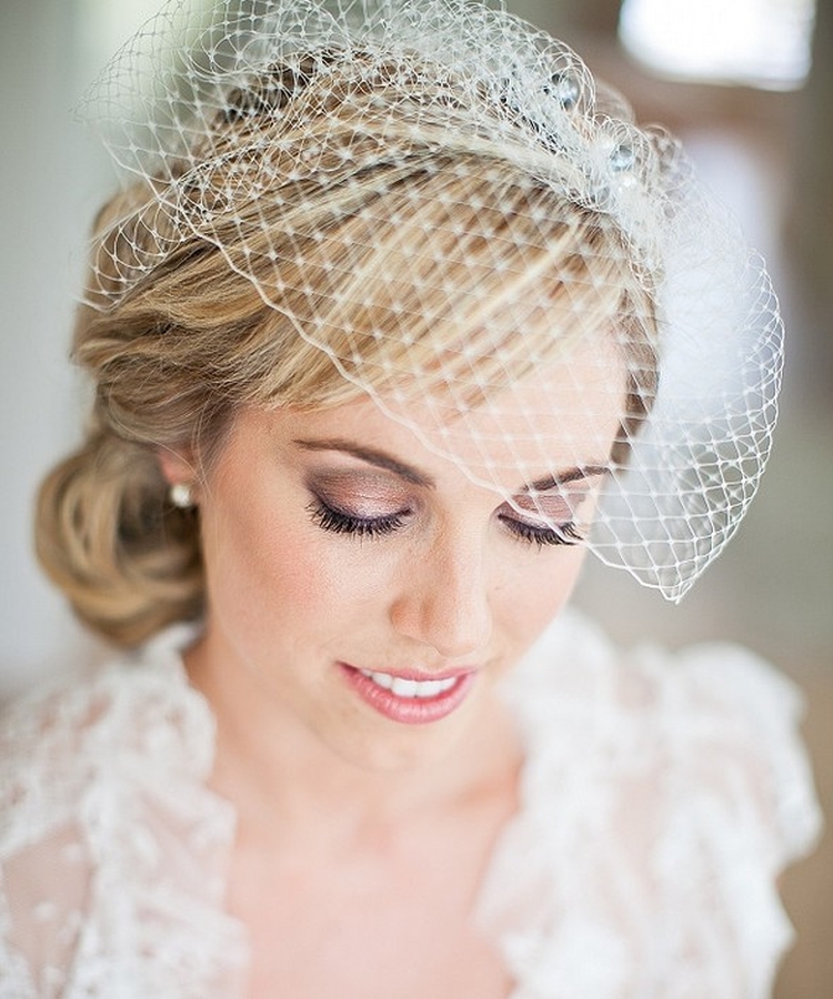 Wedding hairstyles for medium hair with a veil with bangs