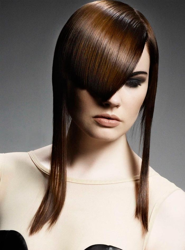 Asymmetrical haircuts for long hair