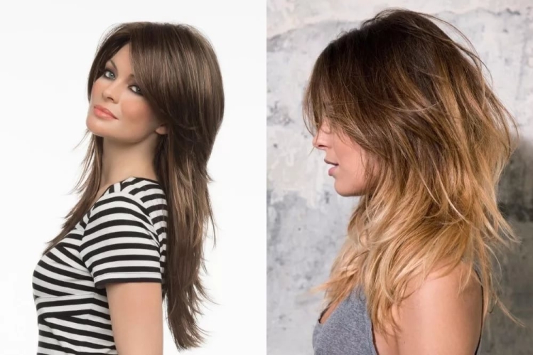 Asymmetrical haircuts for long hair