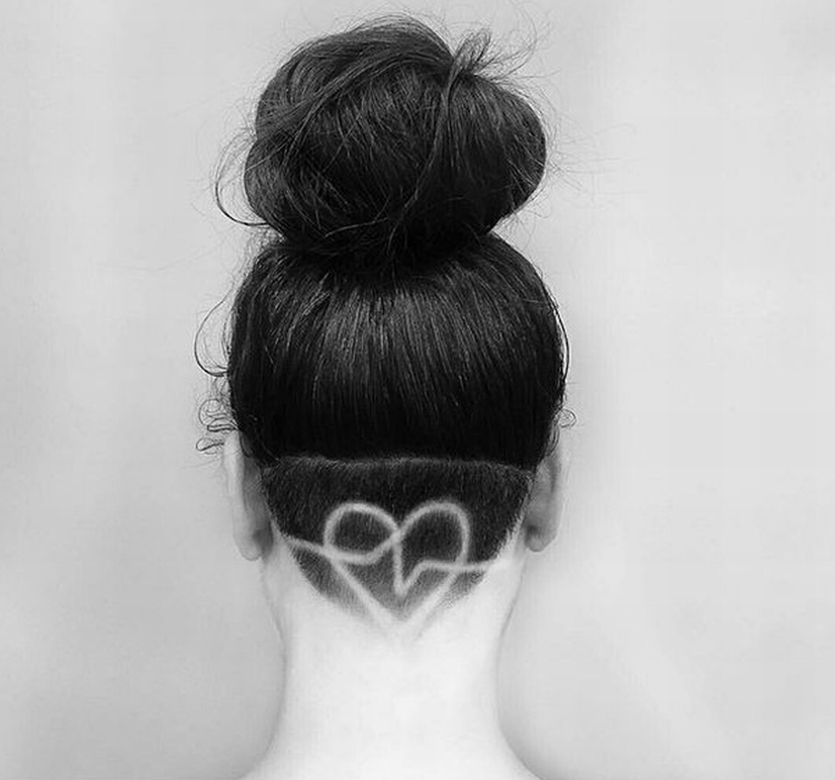 Drawing on the back of the head shaved in girls