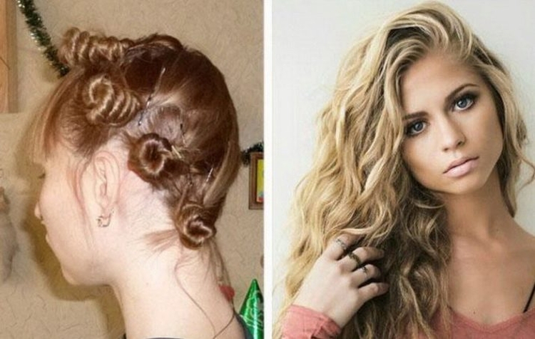 Hairstyle with curls for medium hair