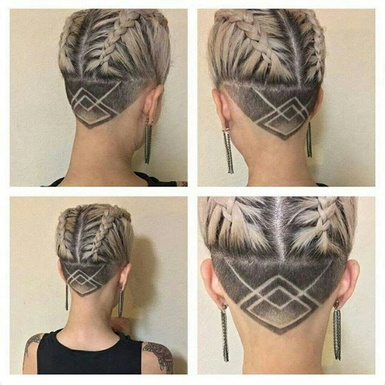 Drawing on the back of the head shaved in girls