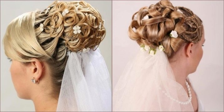 Wedding hairstyles for medium hair with a veil with bangs