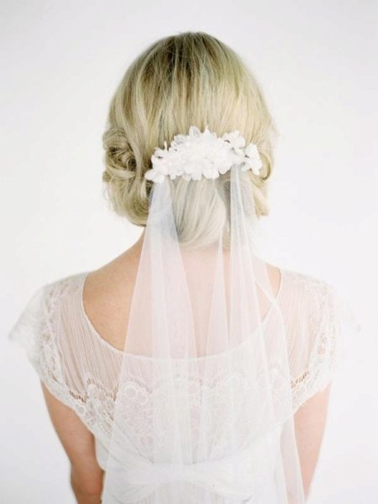 Wedding hairstyles for medium hair with a veil with bangs