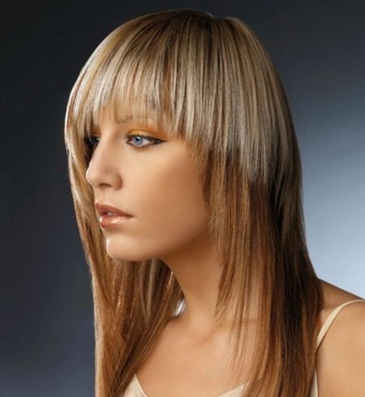 Haircut for long hair with bangs