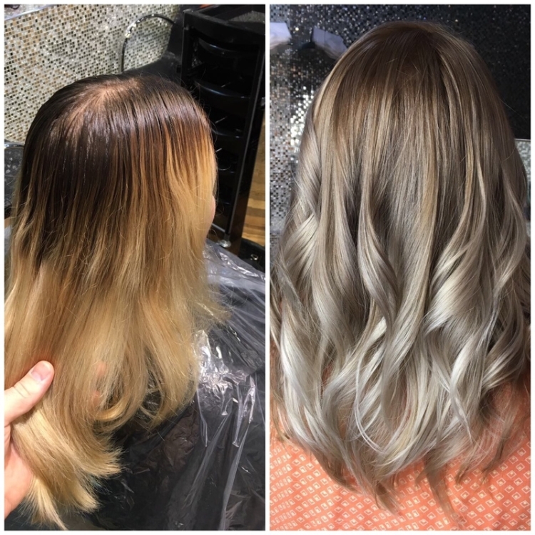 Hair toning before and after photos