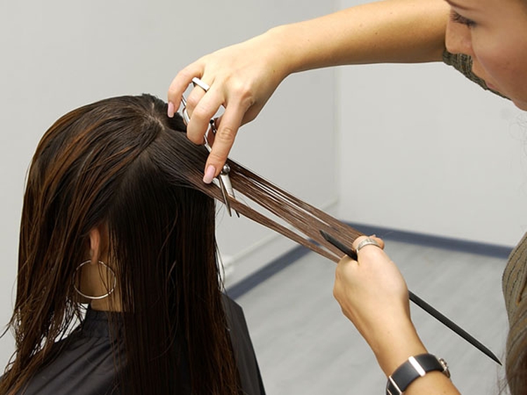 Hair trimming before and after