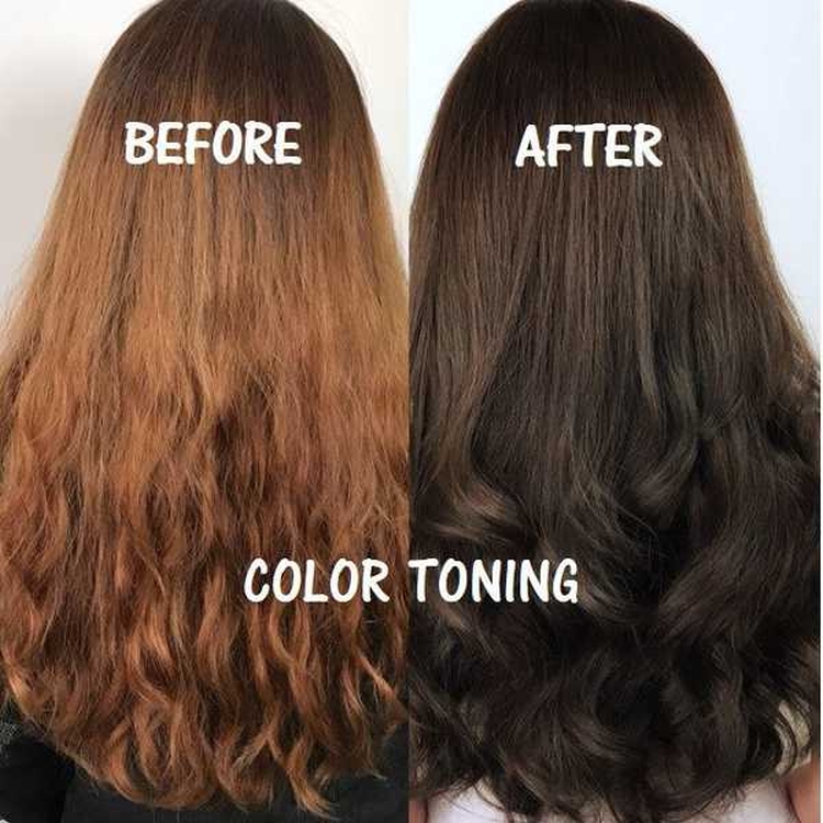 Hair toning before and after photos