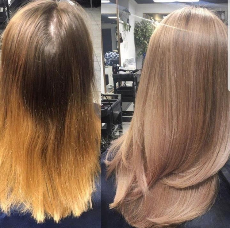 Hair toning before and after photos