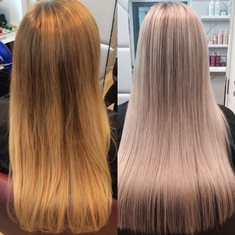 Hair toning before and after photos