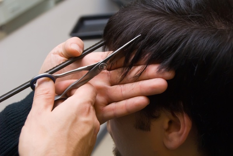 Hair trimming before and after