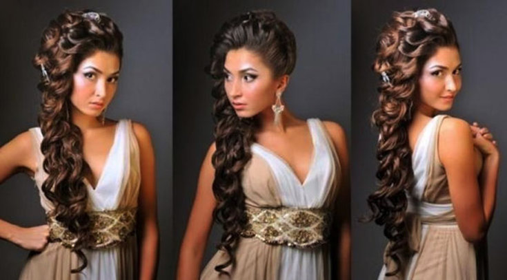 Side hairstyles with curls