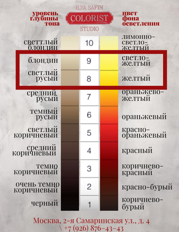 Hair lightening background (color chart)